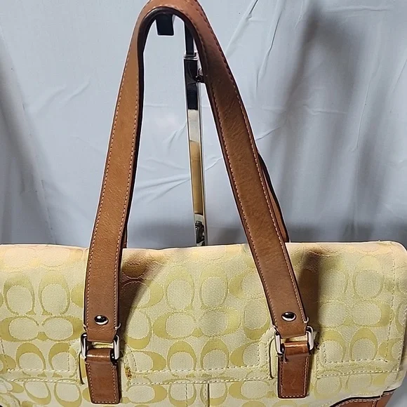 Coach VTG Hampton Signature satchel bag, yellow color - Picture 3 of 16